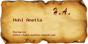 Hohl Anetta névjegykártya